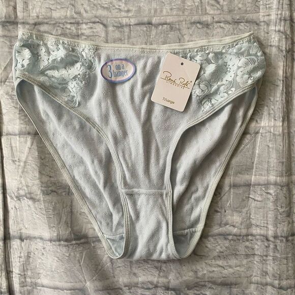 Rene Rofe Lingerie women 7/L 100% cotton 3 bundle lace trim bikini briefs - Picture 2 of 12